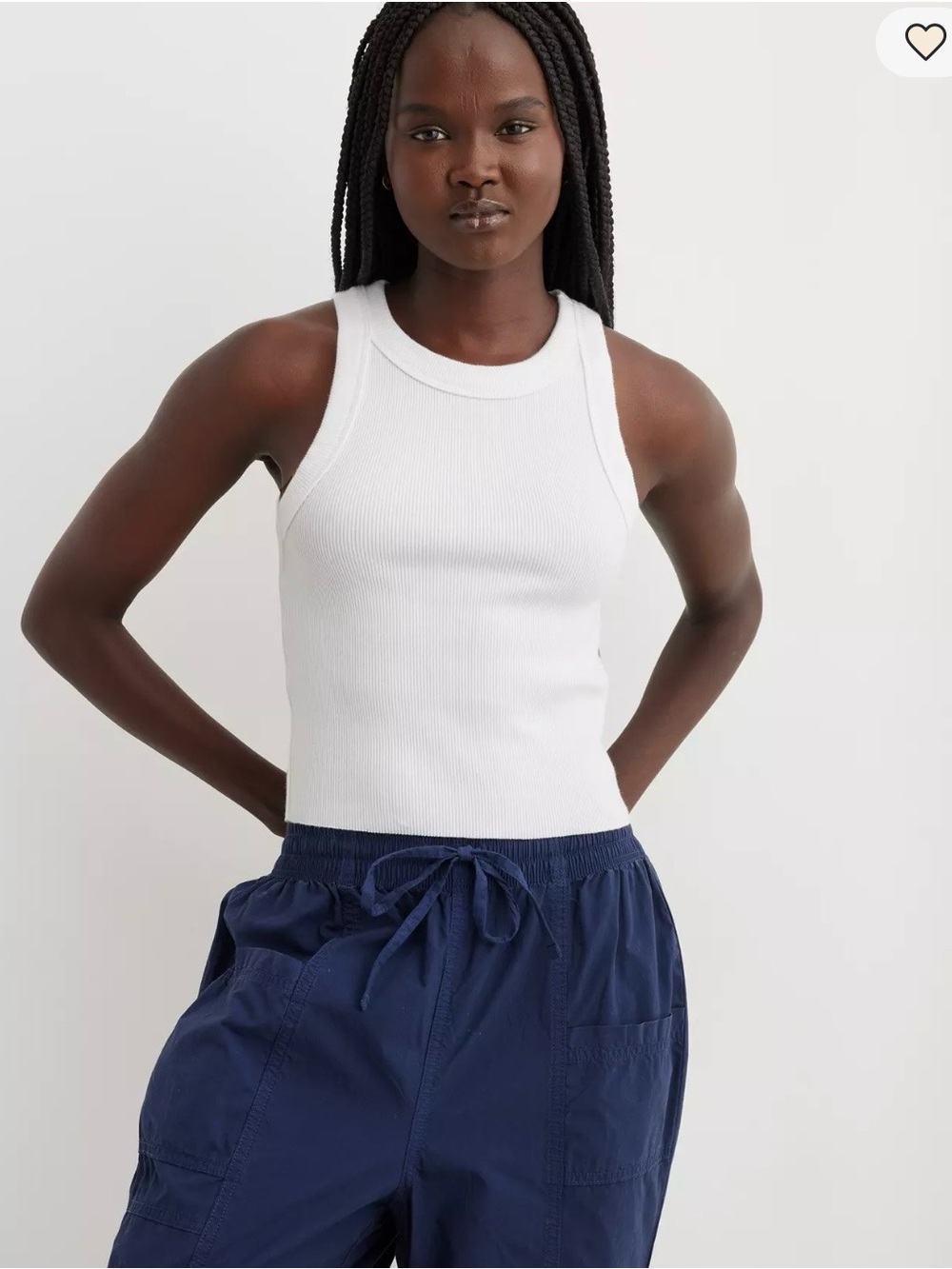 aerie White Ribbed Tank Top